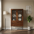 Modern Wooden Crockery Cabinet | Glass Display Storage Console