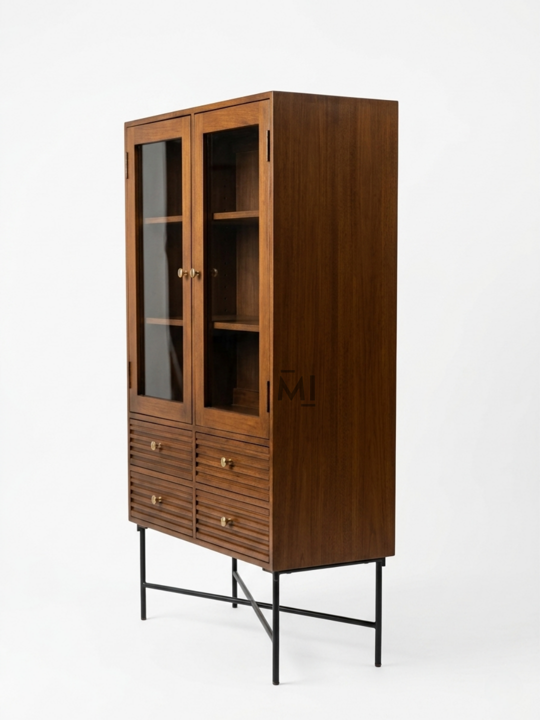 Modern Wooden Crockery Cabinet | Glass Display Storage Console