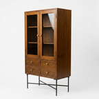 Modern Wooden Crockery Cabinet | Glass Display Storage Console