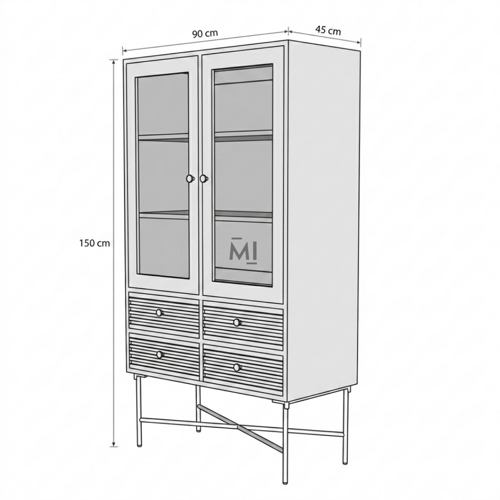 Modern Wooden Crockery Cabinet | Glass Display Storage Console
