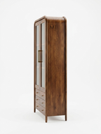 Modern Wooden Display Cabinet | Fluted Glass Crockery Unit