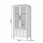 Modern Wooden Display Cabinet | Fluted Glass Crockery Unit