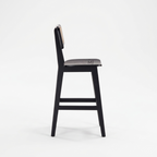 Noir Cane Bar Chair | Modern Black Wooden Counter Stool