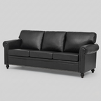 Noir Classic Leather Sofa | Premium Black 3 Seater Couch