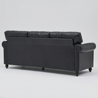 Noir Classic Leather Sofa | Premium Black 3 Seater Couch