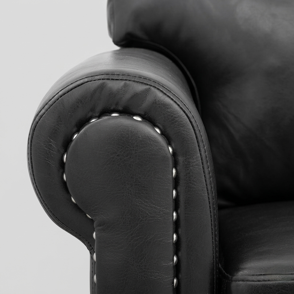 Noir Classic Leather Sofa | Premium Black 3 Seater Couch