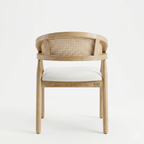 NordCane Solid Wood Dining Chair | Modern Rattan Upholstered Armchair