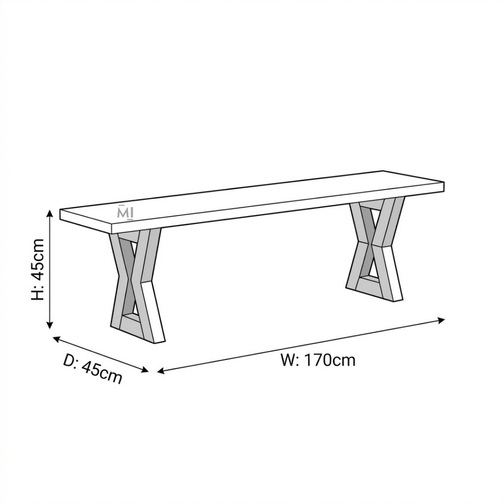 NordicEdge Solid Wood Bench | Modern Geometric Wooden Seating Bench