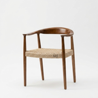 Norvik Solid Wood Dining Chair | Handwoven Rope Seat Armchair