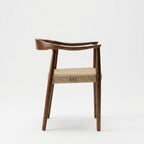 Norvik Solid Wood Dining Chair | Handwoven Rope Seat Armchair