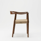 Norvik Solid Wood Dining Chair | Handwoven Rope Seat Armchair