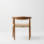 Norvik Solid Wood Dining Chair | Handwoven Rope Seat Armchair
