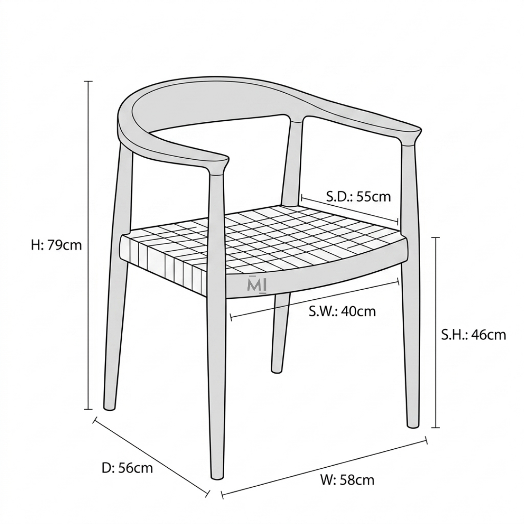 Norvik Solid Wood Dining Chair | Handwoven Rope Seat Armchair