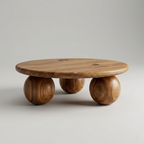luxury sculptural coffee table with orb base wooden structure