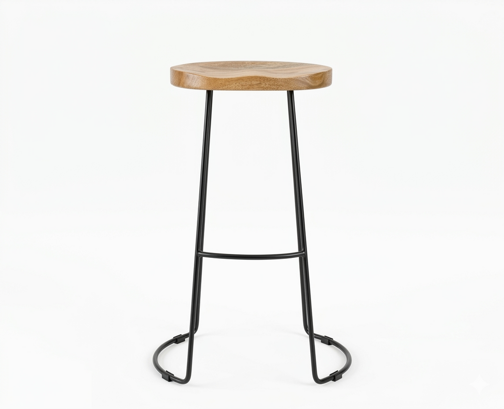 Orion Industrial Bar Stool | Solid Wood & Metal Counter Stool