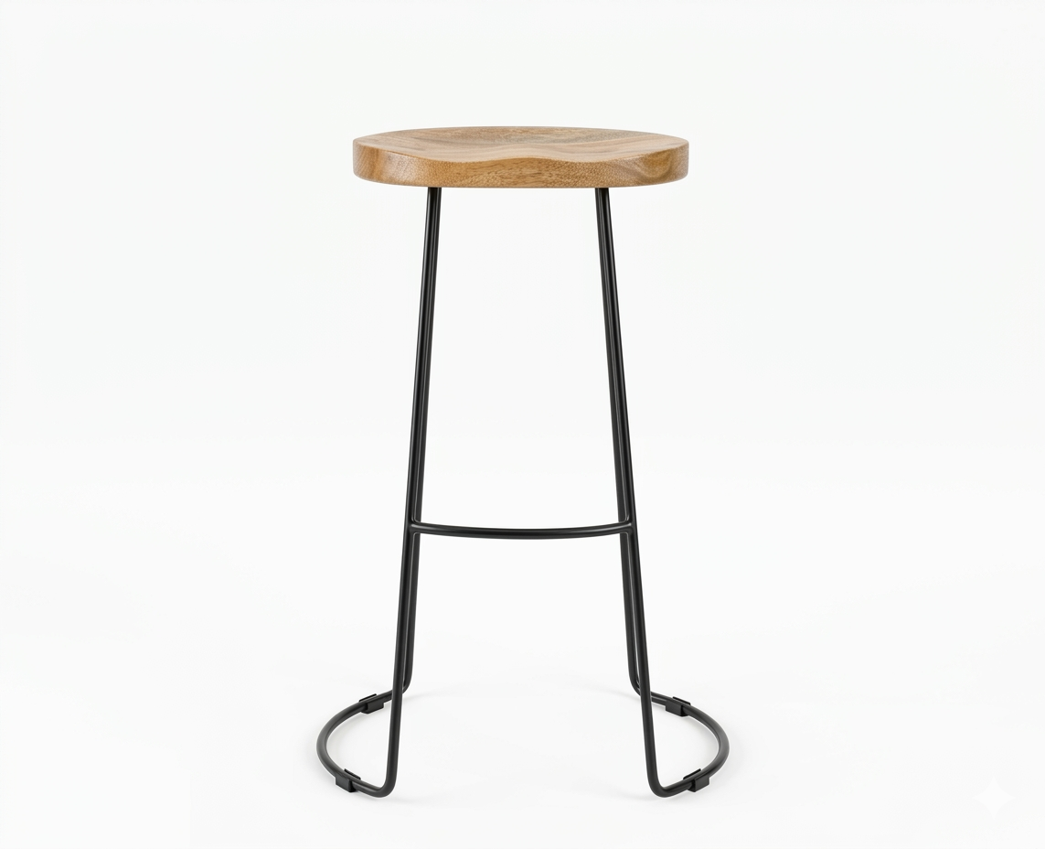 Orion Industrial Bar Stool | Solid Wood & Metal Counter Stool