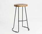 Orion Industrial Bar Stool | Solid Wood & Metal Counter Stool