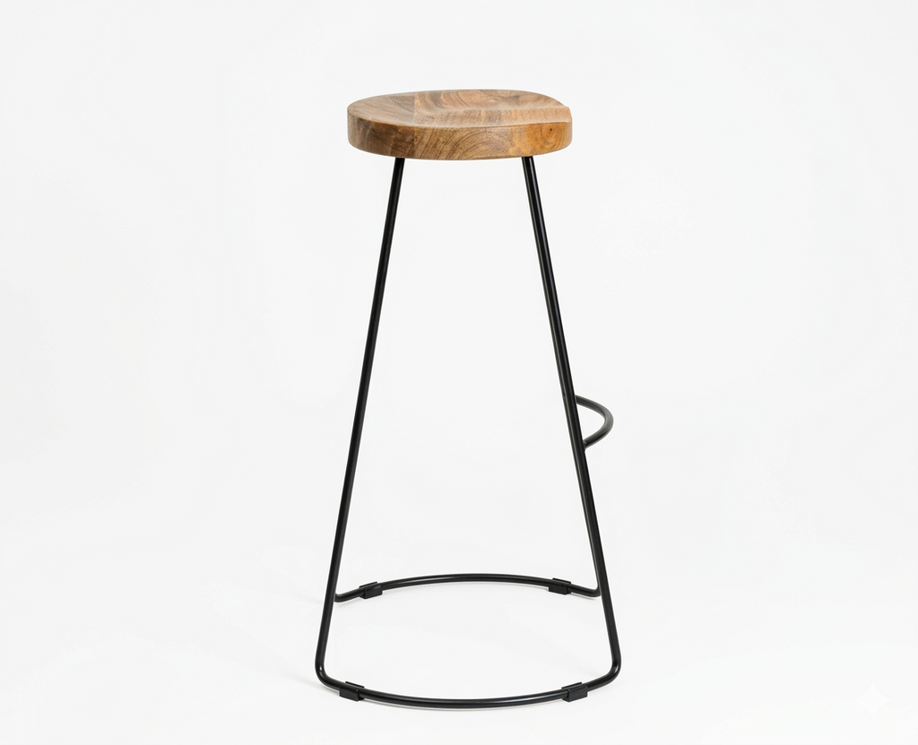 Orion Industrial Bar Stool | Solid Wood & Metal Counter Stool