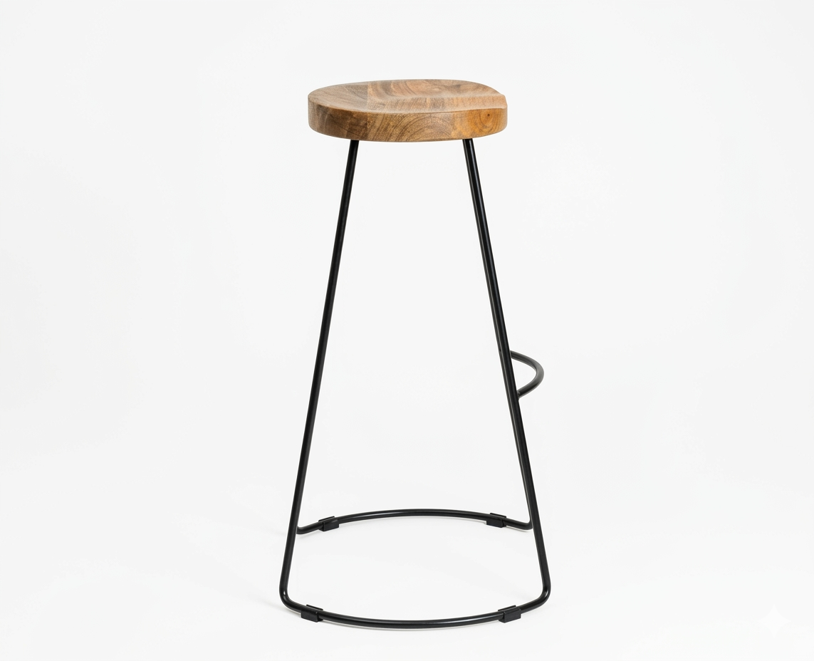Orion Industrial Bar Stool | Solid Wood & Metal Counter Stool