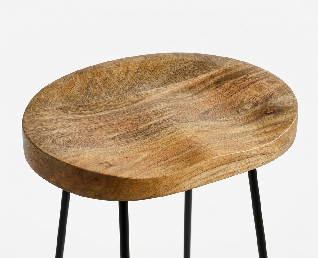 Orion Industrial Bar Stool | Solid Wood & Metal Counter Stool