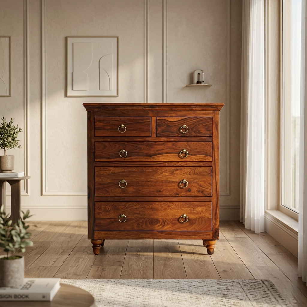 Orion wooden chest of drawers storage cabinet for bedroom furniture in India