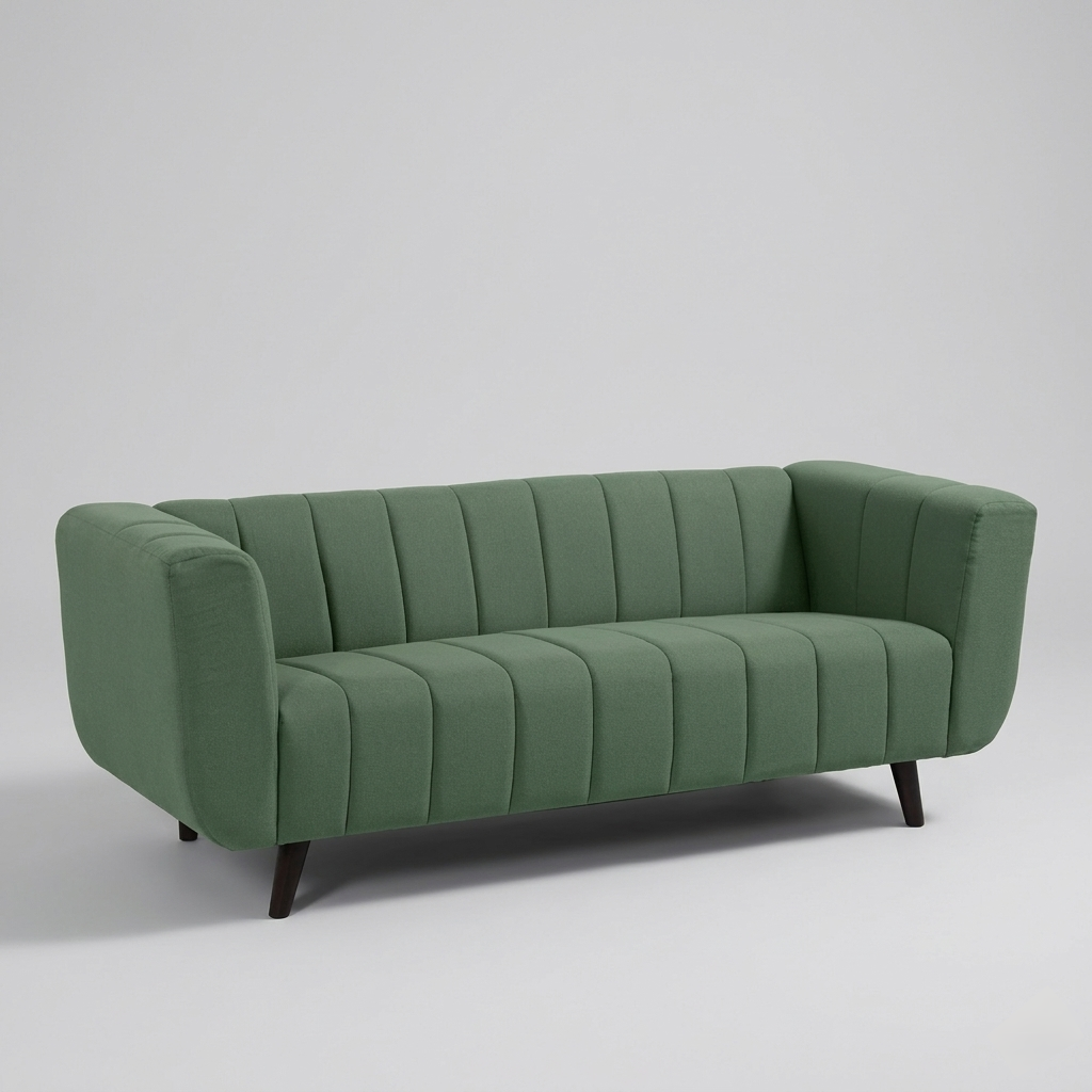 Modern fabric sofa with channel tufting vertical stitch design in Jodhpur India