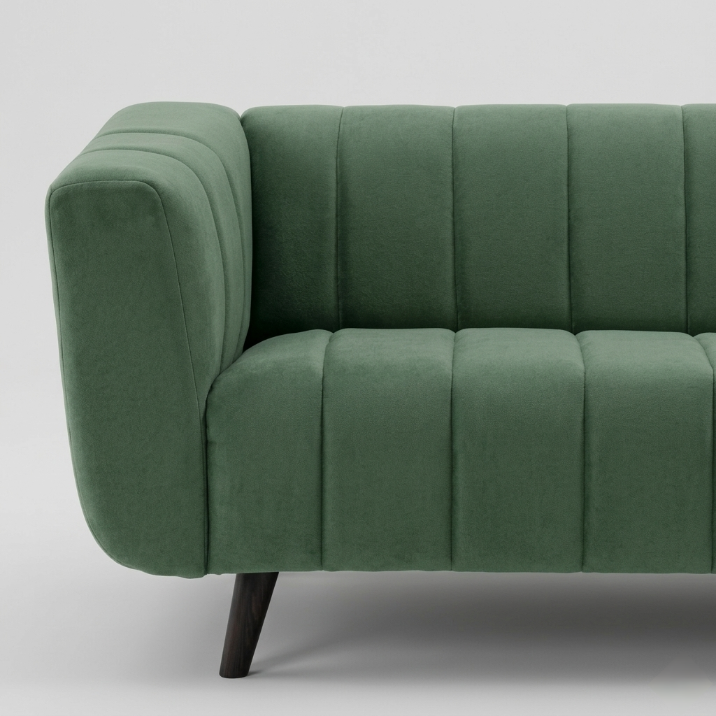 Modern fabric sofa with channel tufting vertical stitch design