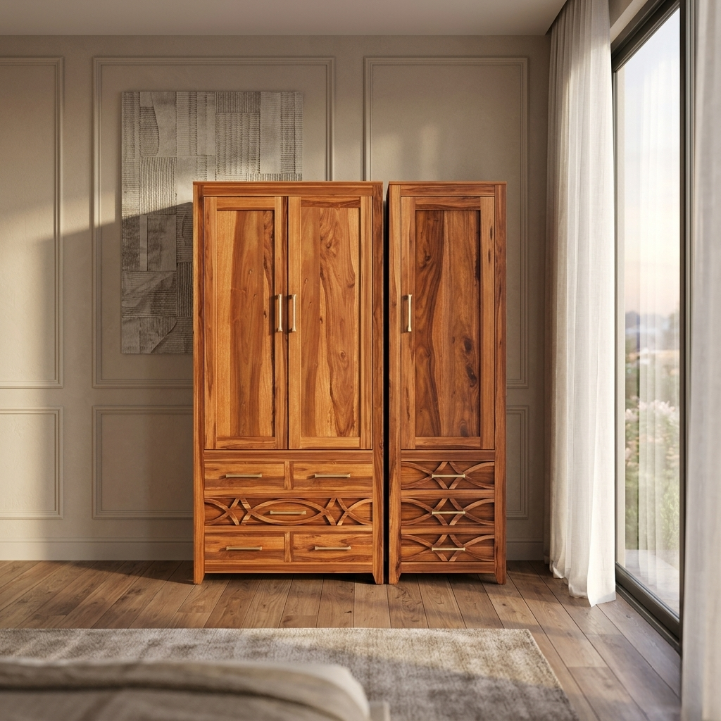 Orvex wooden wardrobe set two unit storage cabinet for bedroom furniture in India