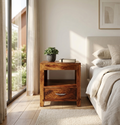 Orvia wooden bedside table modern side table for bedroom furniture in India