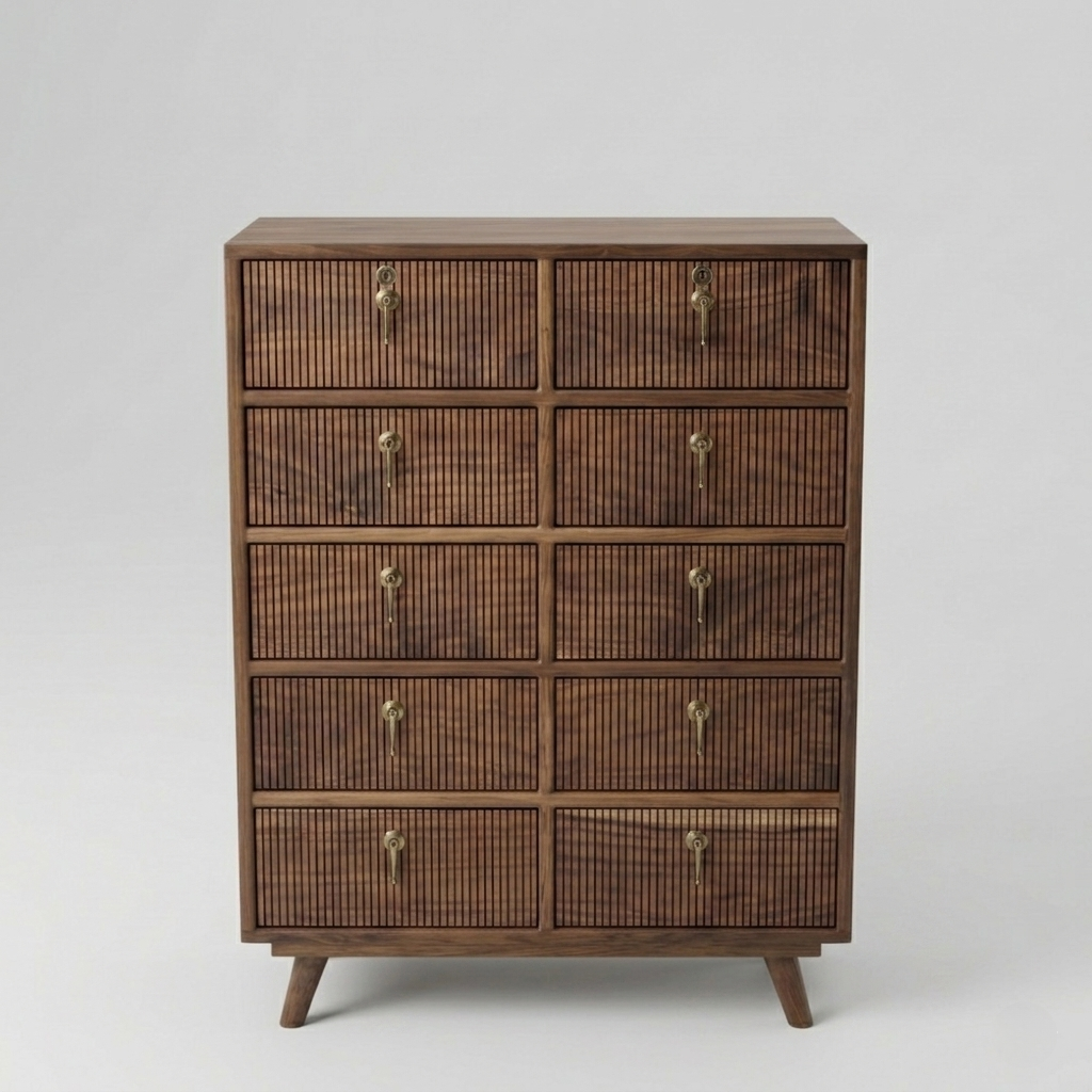 Averra Tall Wooden Chest of Drawers | Multi Drawer Vertical Storage Cabinet for Bedroom