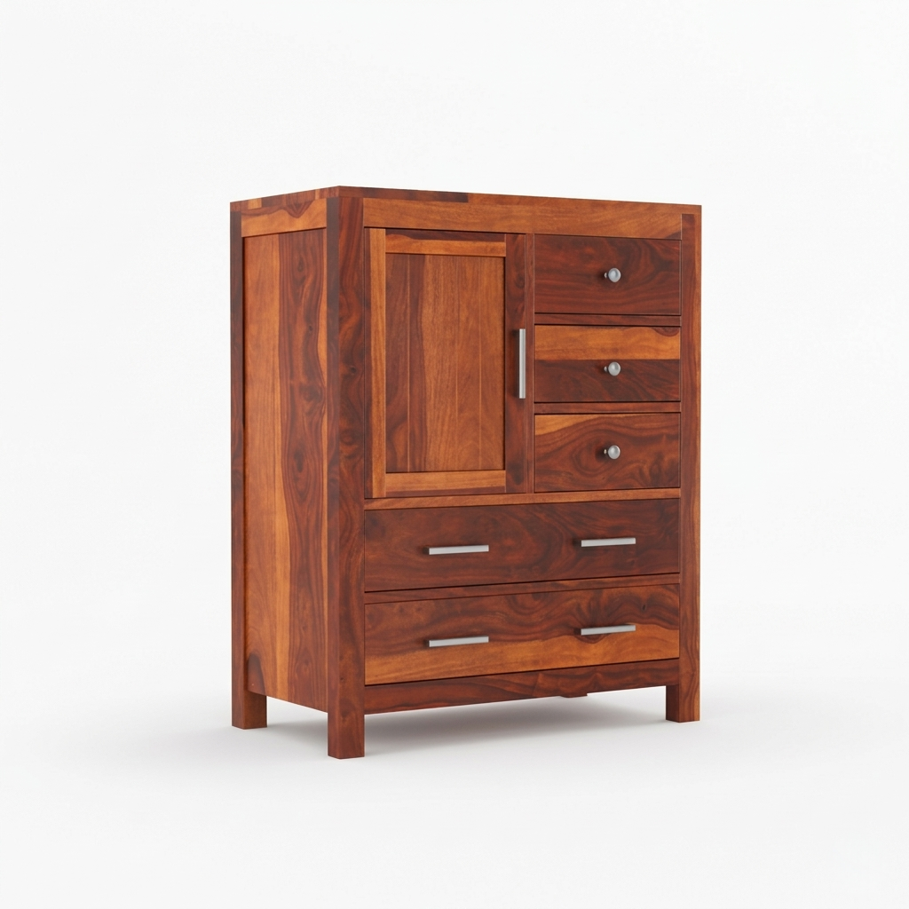 Averra Multi Storage Wooden Cabinet | Chest of Drawers with Door & Organizer Design