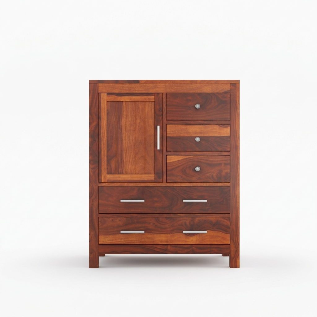 Averra Multi Storage Wooden Cabinet | Chest of Drawers with Door & Organizer Design