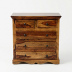 Solid Wood Chest of Drawers | Wide Wooden Storage Cabinet with 5 Drawers for Bedroom
