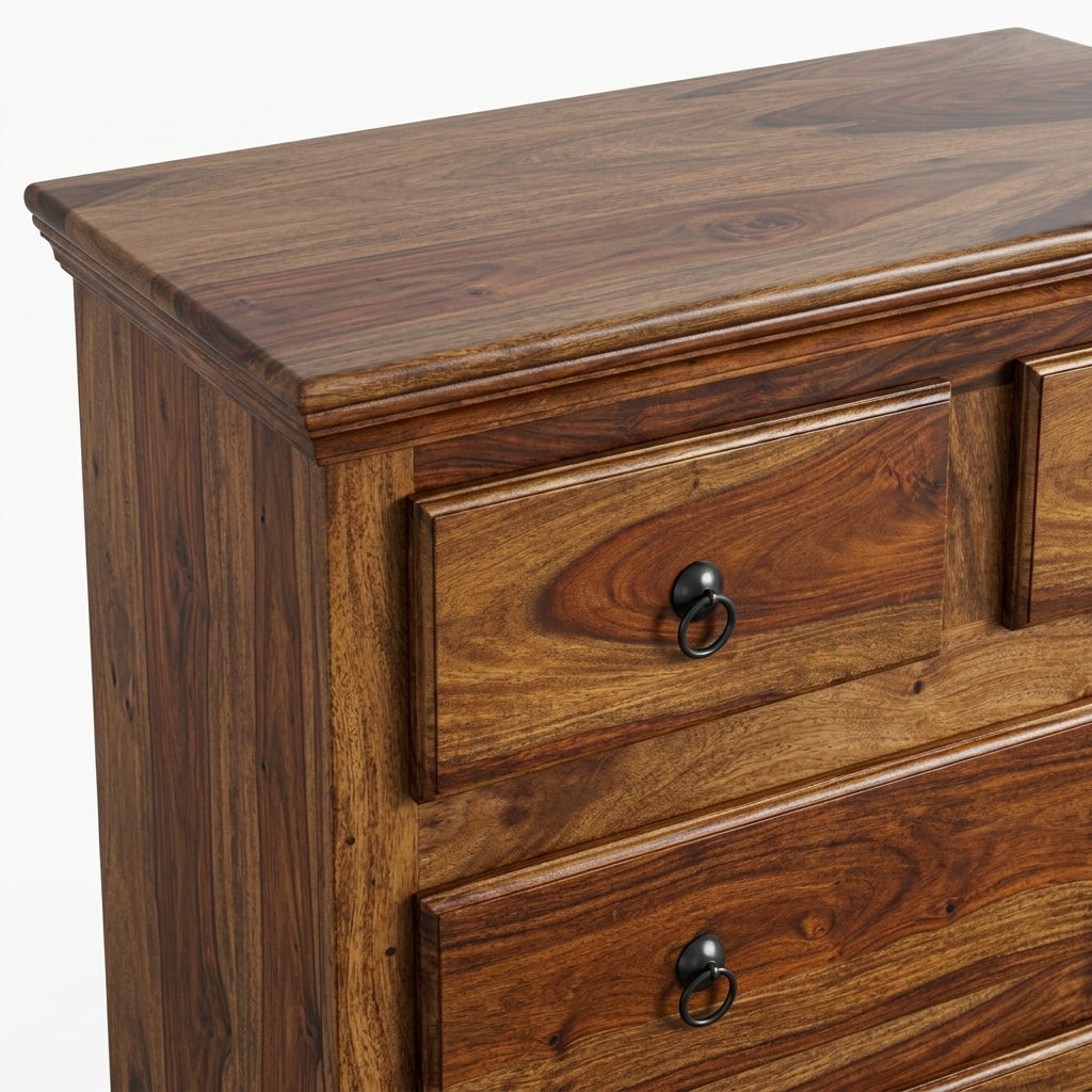Solid Wood Chest of Drawers | Wide Wooden Storage Cabinet with 5 Drawers for Bedroom