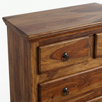 Solid Wood Chest of Drawers | Wide Wooden Storage Cabinet with 5 Drawers for Bedroom
