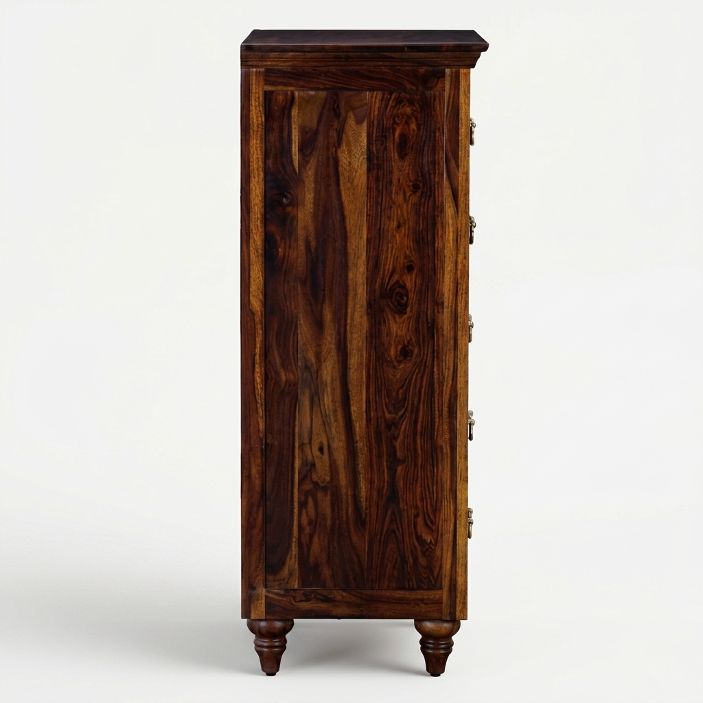 Solid Wood Chest of Drawers | Narrow Wooden Storage Cabinet with 5 Drawers for Bedroom