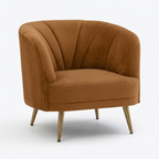 Luxury Velvet Accent Chair | Modern Barrel Lounge Chair with Gold Legs
