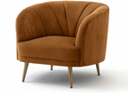Luxury Velvet Accent Chair | Modern Barrel Lounge Chair with Gold Legs