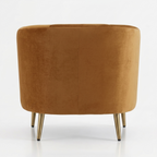 Luxury Velvet Accent Chair | Modern Barrel Lounge Chair with Gold Legs