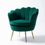 Luxury Velvet Shell Accent Chair | Modern Upholstered Lounge Chair with Gold Legs