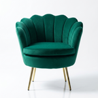 Luxury Velvet Shell Accent Chair | Modern Upholstered Lounge Chair with Gold Legs