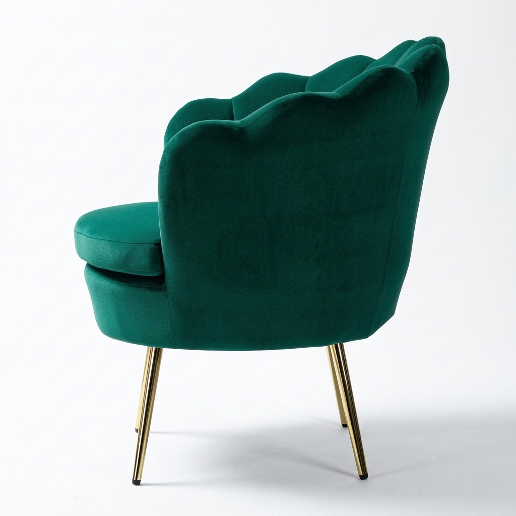 Luxury Velvet Shell Accent Chair | Modern Upholstered Lounge Chair with Gold Legs