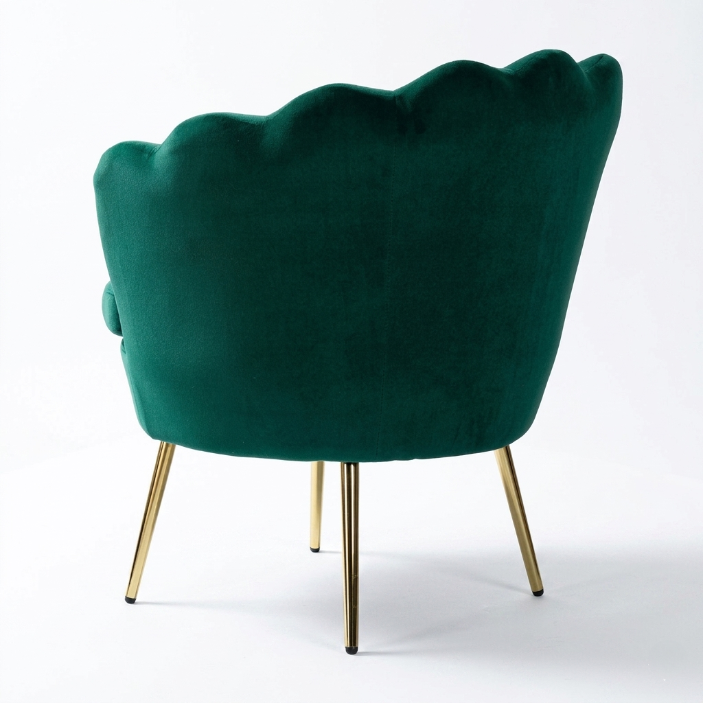 Luxury Velvet Shell Accent Chair | Modern Upholstered Lounge Chair with Gold Legs