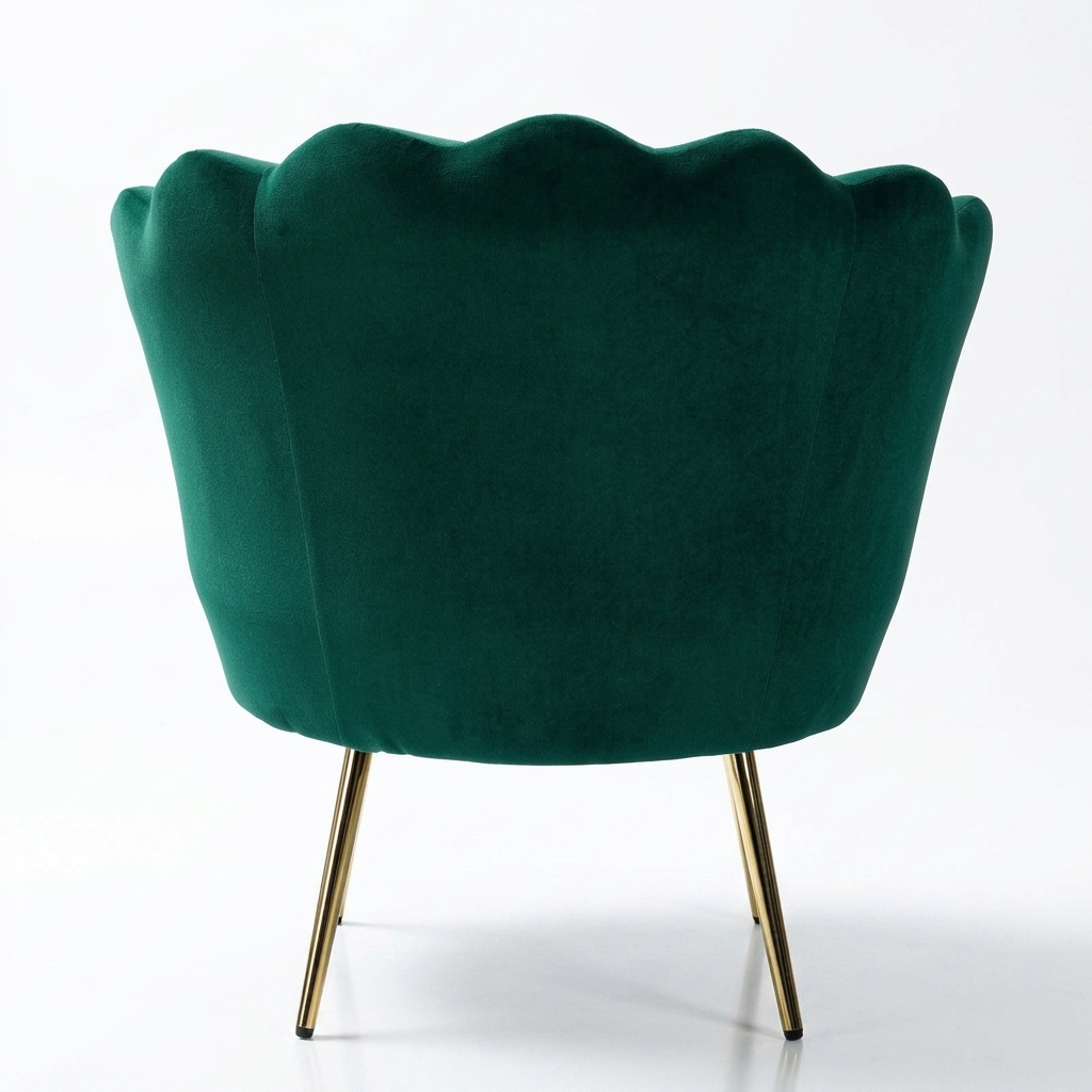 Luxury Velvet Shell Accent Chair | Modern Upholstered Lounge Chair with Gold Legs