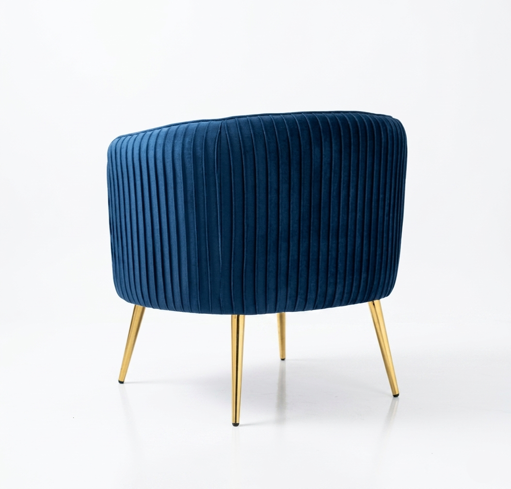 Luxury Velvet Barrel Accent Chair with Gold Metal Legs