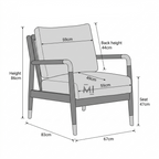 Mid-Century Modern Accent Chair | Upholstered Wooden Lounge Chair with Brass Accents