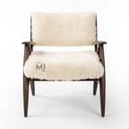 Scandinavian Sherpa Accent Chair with Solid Wood Frame