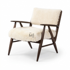 Scandinavian Sherpa Accent Chair with Solid Wood Frame