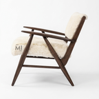 Scandinavian Sherpa Accent Chair with Solid Wood Frame