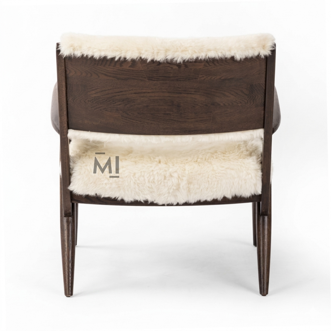 Scandinavian Sherpa Accent Chair with Solid Wood Frame